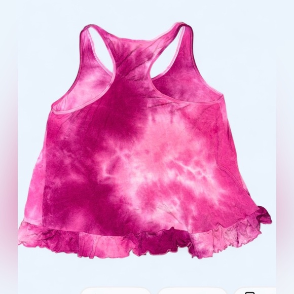 Betsey Johnson Pink Tie-Dye Ruffle Hem Tank Top Size L 🌸🌺 - Picture 8 of 8